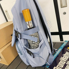 Letter Patched Zipper Backpack Casual Rucksack For Students