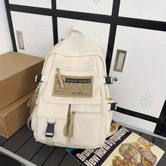 Letter Patched Zipper Backpack Casual Rucksack For Students