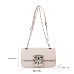 Metal Rhinestone Bowknot Shoulder Chain Bag Women's Square Bag