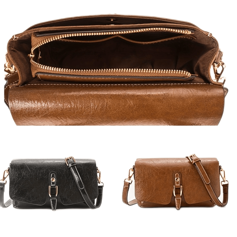 Retro Style Crossbody Bag Vegan Leather Shoulder Bag