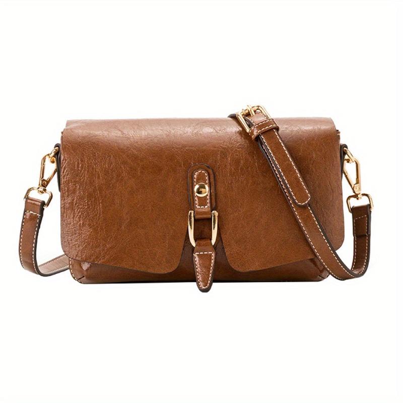 Retro Style Crossbody Bag Vegan Leather Shoulder Bag