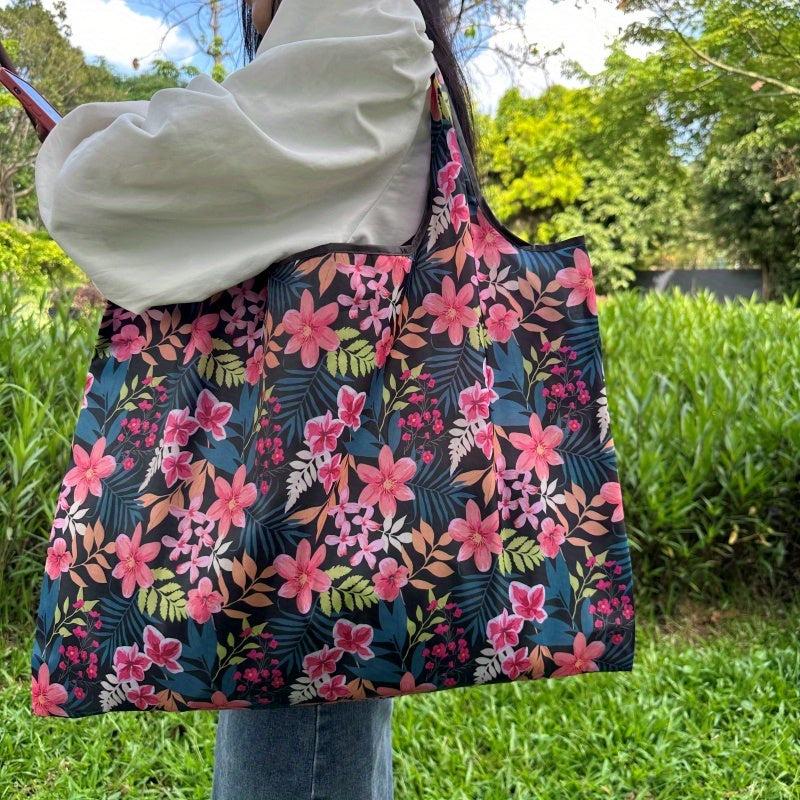 Large Capacity Shopping Tote Bag Nylon Foldable Portable Reusable Grocery Bag