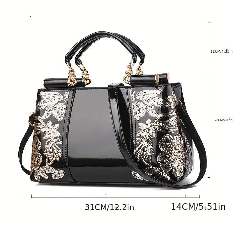 Sequins Decor Tote Bag Classic Satchel Bag Shoulder Bag