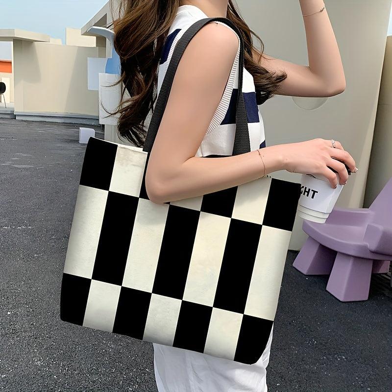 Random Print Canvas Bag Large Capacity Casual Shoulder Handbag
