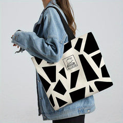 Random Print Canvas Bag Large Capacity Casual Shoulder Handbag