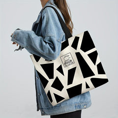 Random Print Canvas Bag Large Capacity Casual Shoulder Handbag