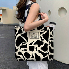 Random Print Canvas Bag Large Capacity Casual Shoulder Handbag