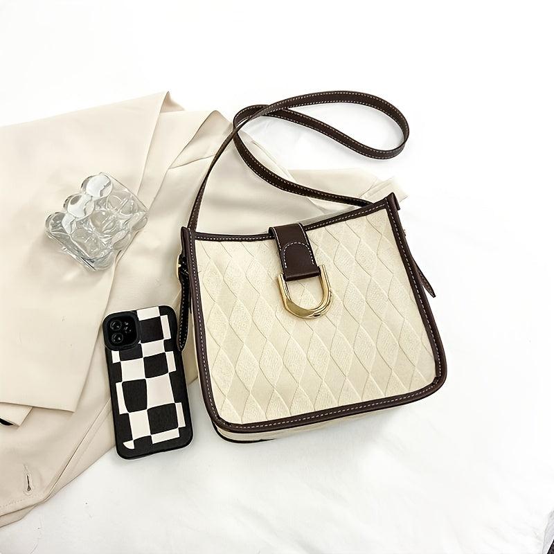 Retro Argyle Square Messenger Bag Women's Faux Leather