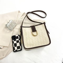 Retro Argyle Square Messenger Bag Women's Faux Leather