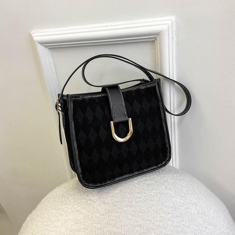 Retro Argyle Square Messenger Bag Women's Faux Leather