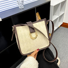 Retro Argyle Square Messenger Bag Women's Faux Leather