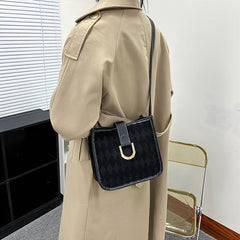 Retro Argyle Square Messenger Bag Women's Faux Leather