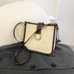 Retro Argyle Square Messenger Bag Women's Faux Leather