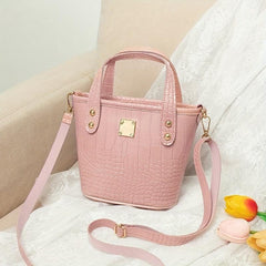 Crocodile Pattern Bucket Shoulder Bag Solid Satchel Bag