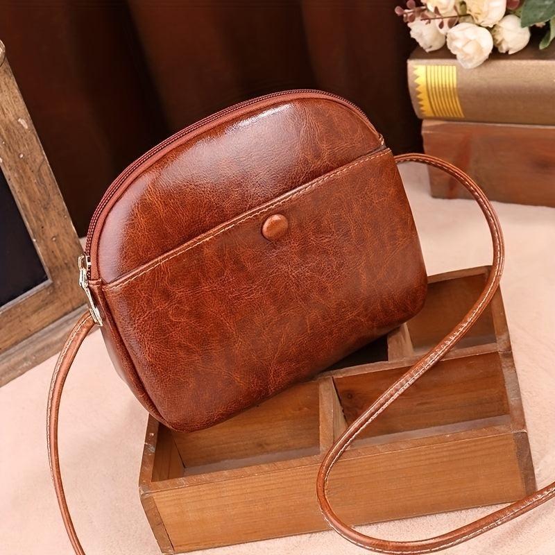 Small Wax PU Leather Crossbody Bag for Women