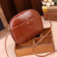 Small Wax PU Leather Crossbody Bag for Women