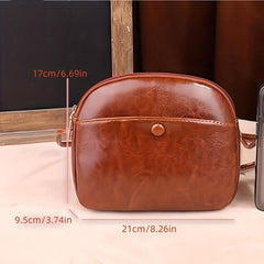 Small Wax PU Leather Crossbody Bag for Women