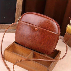 Small Wax PU Leather Crossbody Bag for Women