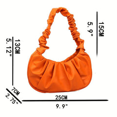 Cloud Ruched Crescent Bag Solid Shoulder Bag Women's