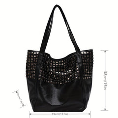 Studded Decor Tote Bag Y2K Large Shoulder Bag for Women