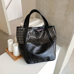 Studded Decor Tote Bag Y2K Large Shoulder Bag for Women