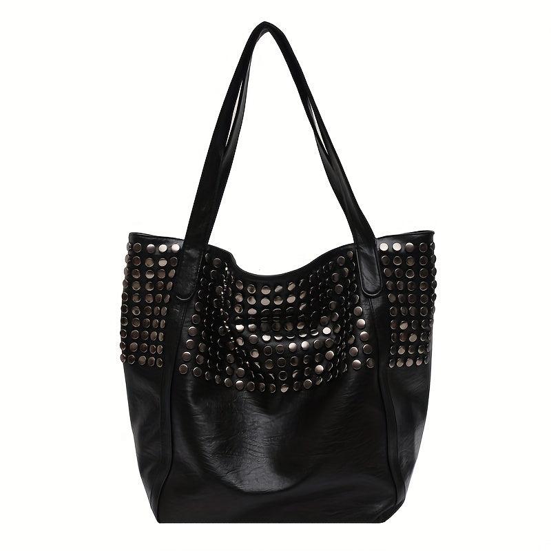 Studded Decor Tote Bag Y2K Large Shoulder Bag for Women