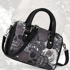 Gothic Style Boston Handbag Halloween Skull Crossbody Bag