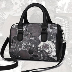Gothic Style Boston Handbag Halloween Skull Crossbody Bag