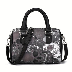 Gothic Style Boston Handbag Halloween Skull Crossbody Bag