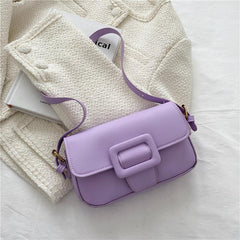 Minimalist Shoulder Bag with Buckle Decor