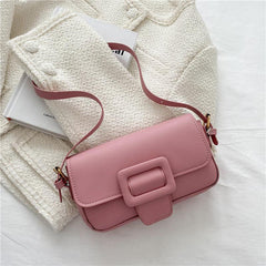 Minimalist Shoulder Bag with Buckle Decor
