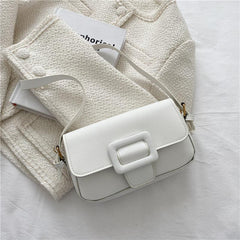 Minimalist Shoulder Bag with Buckle Decor