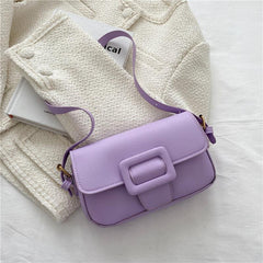Minimalist Shoulder Bag with Buckle Decor