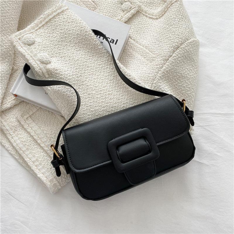 Minimalist Shoulder Bag with Buckle Decor