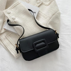 Minimalist Shoulder Bag with Buckle Decor