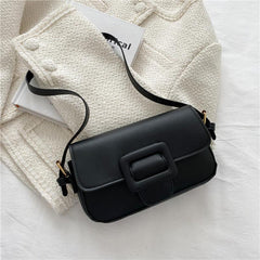 Minimalist Shoulder Bag with Buckle Decor