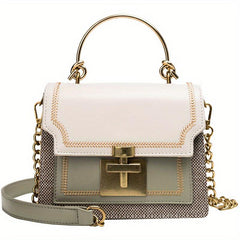 Stitching Detail Crossbody Bag Square Purse Chain Shoulder Bag