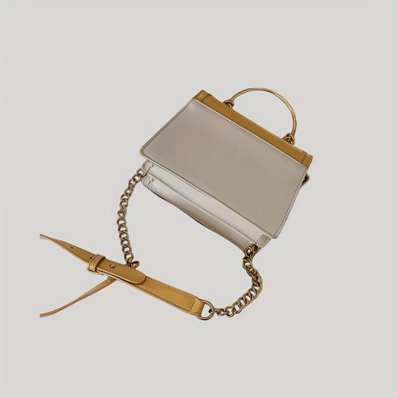 Stitching Detail Crossbody Bag Square Purse Chain Shoulder Bag