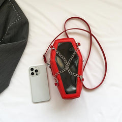 Horror Coffin Shaped Crossbody Bag Retro Handbag & Shoulder Purse