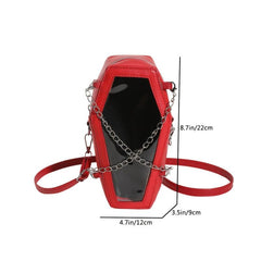 Horror Coffin Shaped Crossbody Bag Retro Handbag & Shoulder Purse