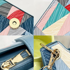 Geometric Pattern Zipper Shoulder Bag PU Leather Square Bag