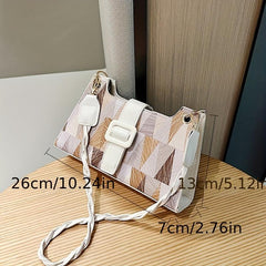 Geometric Pattern Zipper Shoulder Bag PU Leather Square Bag