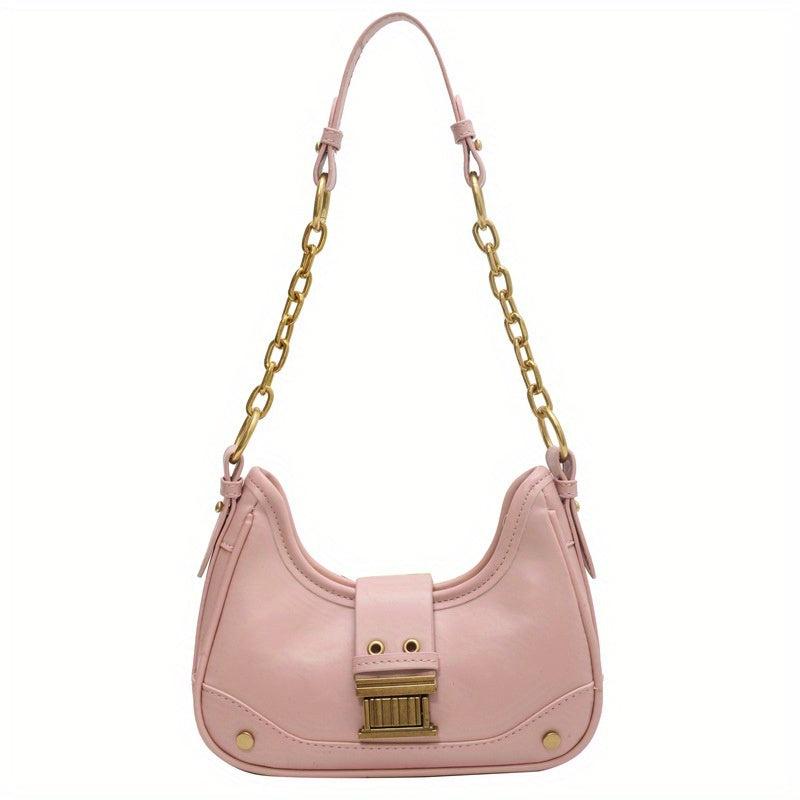 Vintage Style Chain Strap Shoulder Bag Zipper Versatile Underarm Bag