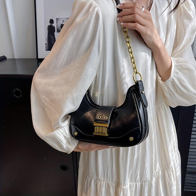 Vintage Style Chain Strap Shoulder Bag Zipper Versatile Underarm Bag