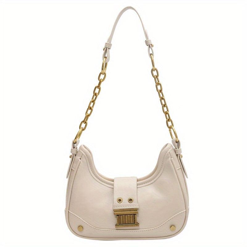 Vintage Style Chain Strap Shoulder Bag Zipper Versatile Underarm Bag