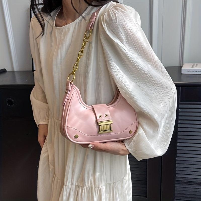 Vintage Style Chain Strap Shoulder Bag Zipper Versatile Underarm Bag