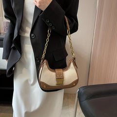 Vintage Style Chain Strap Shoulder Bag Zipper Versatile Underarm Bag