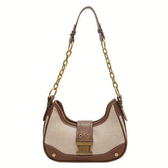 Vintage Style Chain Strap Shoulder Bag Zipper Versatile Underarm Bag