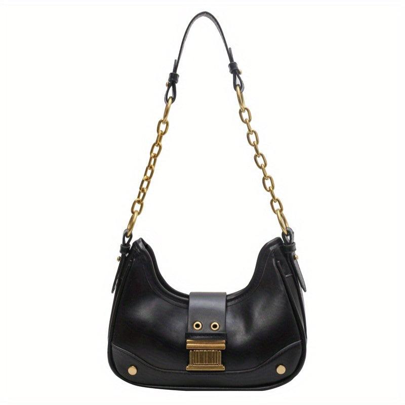 Vintage Style Chain Strap Shoulder Bag Zipper Versatile Underarm Bag