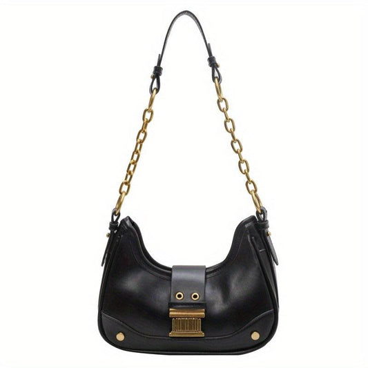 Vintage Style Chain Strap Shoulder Bag Zipper Versatile Underarm Bag
